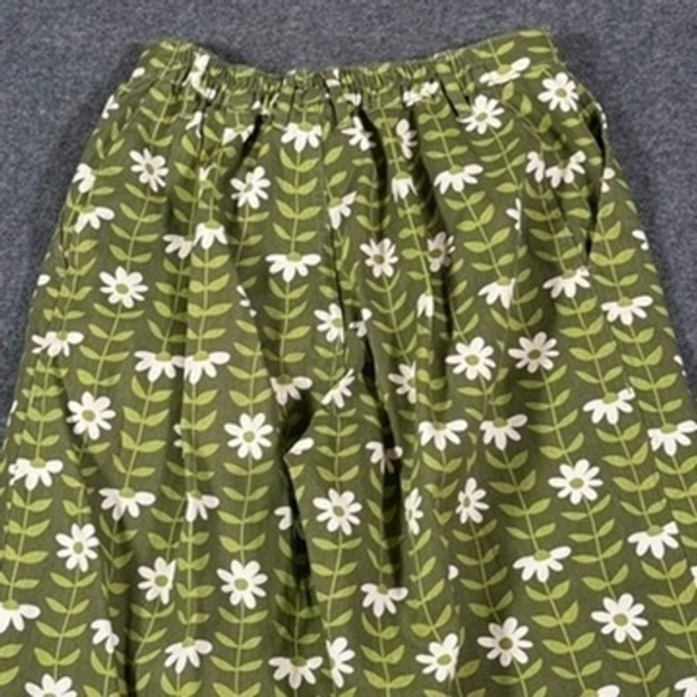 Big Bud Press Trousers XS Green Floral Daisy Print High Waist Pants NWOT - Picture 5 of 12